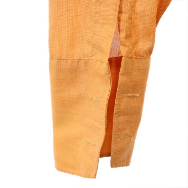Exclusively Tailored ヴィンテージ 長袖 バンドカラーシャツ 16 オレンジ系 メンズ