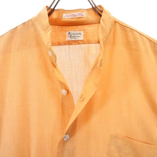 Exclusively Tailored ヴィンテージ 長袖 バンドカラーシャツ 16 オレンジ系 メンズ