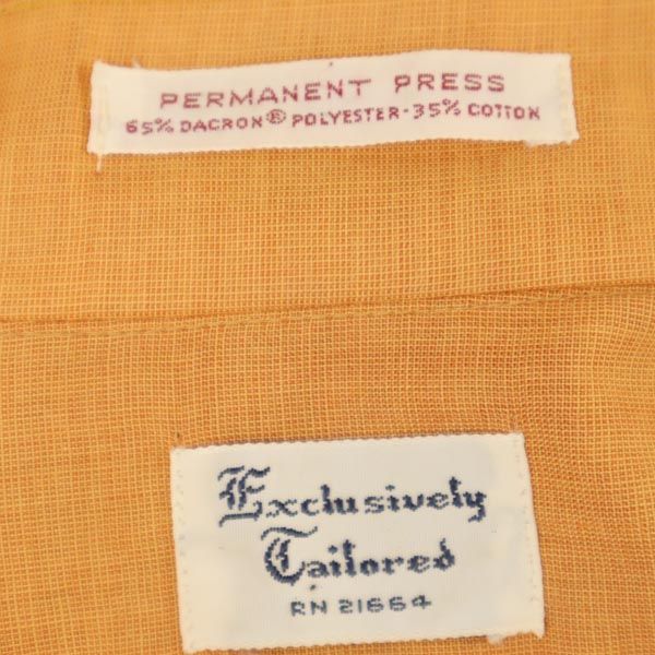 Exclusively Tailored ヴィンテージ 長袖 バンドカラーシャツ 16 オレンジ系 メンズ