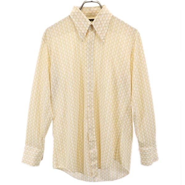 Cassino 70s ヴィンテージ 総柄 長袖 シャツ ベージュ系 Cassino メンズ