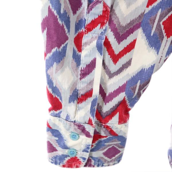 FRONTIER SERIES フロンティアシリーズ 80s ヴィンテージ 総柄 長袖 ボタンダウンシャツ L グレー×レッド×ブルー系 メンズ