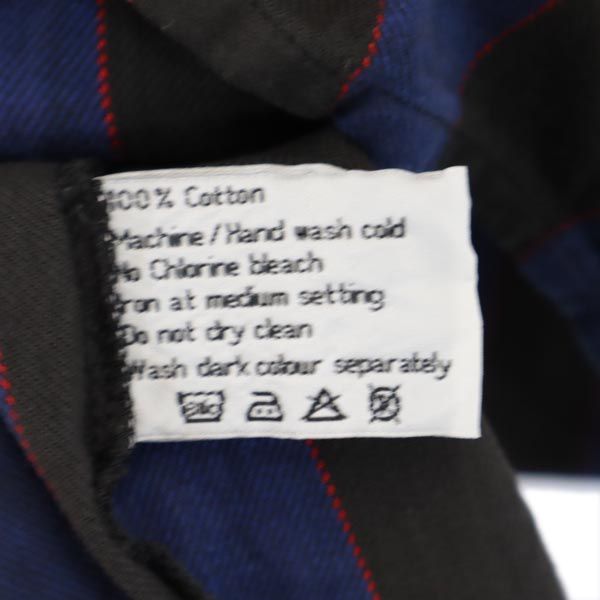 Byford バイフォード ヴィンテージ ストライプ柄 長袖 スキッパーカラー シャツ S ネイビー×ブラック ルームウェア ナイトウェア メンズ