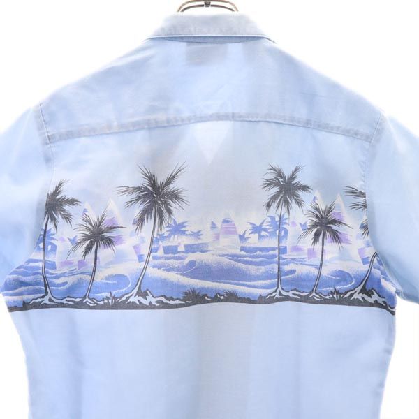 HAWAII BLUES 80s ヴィンテージ USA製 半袖 アロハシャツ M ブルー系 開襟 メンズ