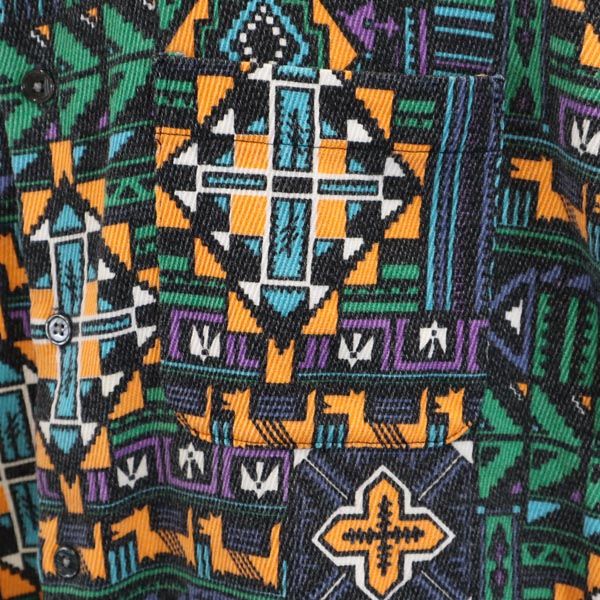 DIE TRAEVMEN DEN KNABEN 80s ヴィンテージ 総柄 長袖 シャツ F ブラック×グリーン系 他 DIE TRAEVMEN DEN KNABEN メンズ