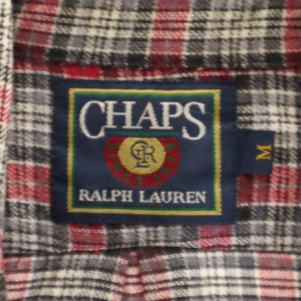 CHAPS チャップス チェック 長袖 ボタンダウンシャツ M レッド系 メンズ