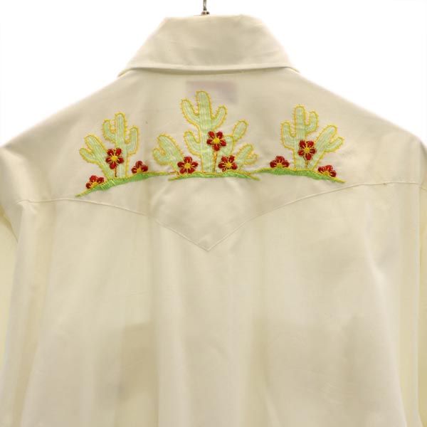 KING SIZE キングサイズ 70s ヴィンテージ 長袖 ウエスタンシャツ 37 オフホワイト系 メンズ