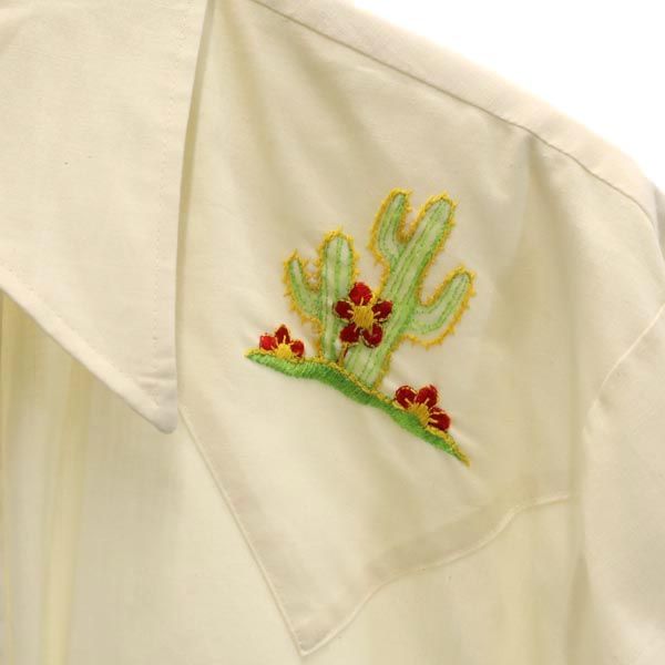 KING SIZE キングサイズ 70s ヴィンテージ 長袖 ウエスタンシャツ 37 オフホワイト系 メンズ