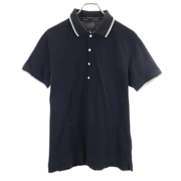 ck Calvin Klein シーケー カルバンクライン 半袖 ポロシャツ L ブラック 鹿の子 メンズ