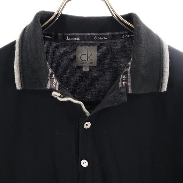 ck Calvin Klein シーケー カルバンクライン 半袖 ポロシャツ L ブラック 鹿の子 メンズ