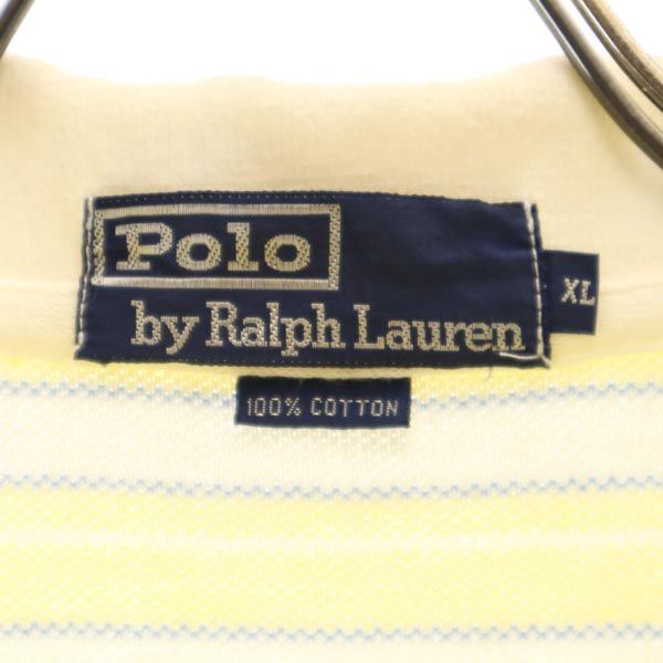 ポロバイラルフローレン ボーダー柄 半袖 ポロシャツ XL イエロー系 Polo by Ralph Lauren 鹿の子 メンズ