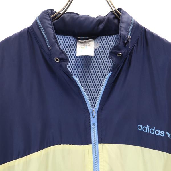 アディダス 80s ヴィンテージ トレフォイルロゴ ジップジャケット M 青系 adidas ウインドブレーカー メンズ