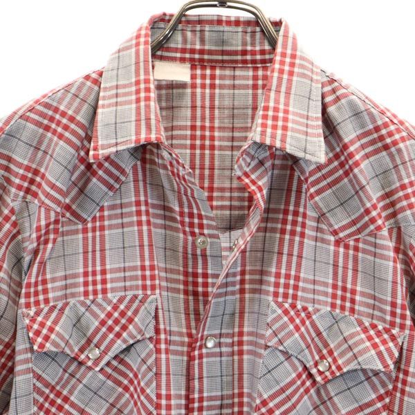 VINTAGE ヴィンテージ 80s チェック 長袖 ウエスタンシャツ レッド系 メンズ