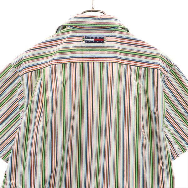 Tommy Jeans トミー ジーンズ 90s オールド フラッグタグ ストライプ柄 半袖 シャツ S TOMMY HILFIGER メンズ