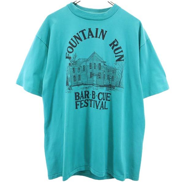 Hanes ヘインズ 80s ヴィンテージ USA製 プリント 半袖 Tシャツ XL グリーン系 メンズ