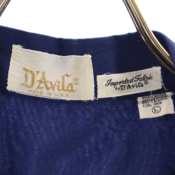 D'Avila 70s ヴィンテージ USA製 半袖 シャツ L ネイビー D'Avila メンズ