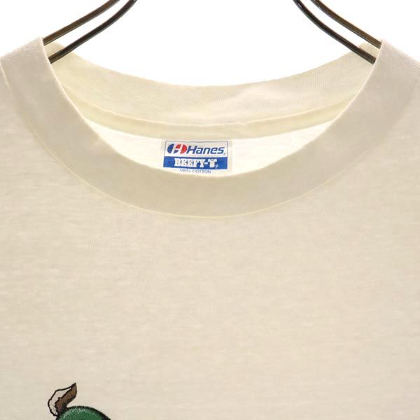 Hanes ヘインズ 80s ヴィンテージ USA製 プリント 半袖 Tシャツ L ホワイト系 メンズ