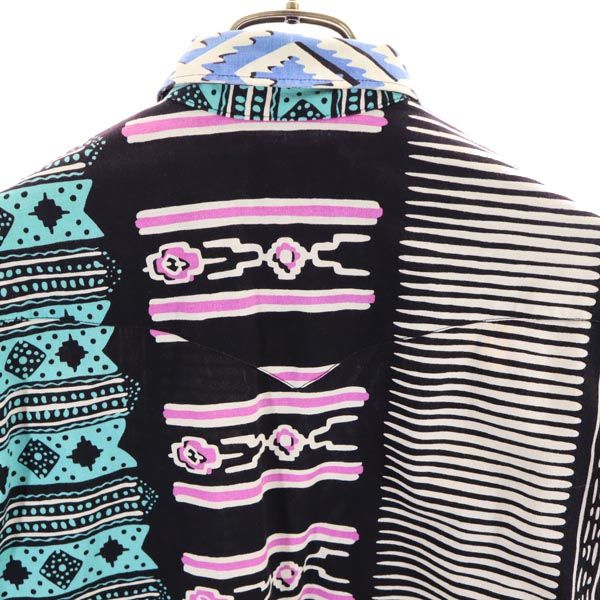 Wrangler ラングラー 90s オールド USA製 総柄 長袖 ボタンダウンシャツ 15 1／2-33 ウエスタン風 メンズ