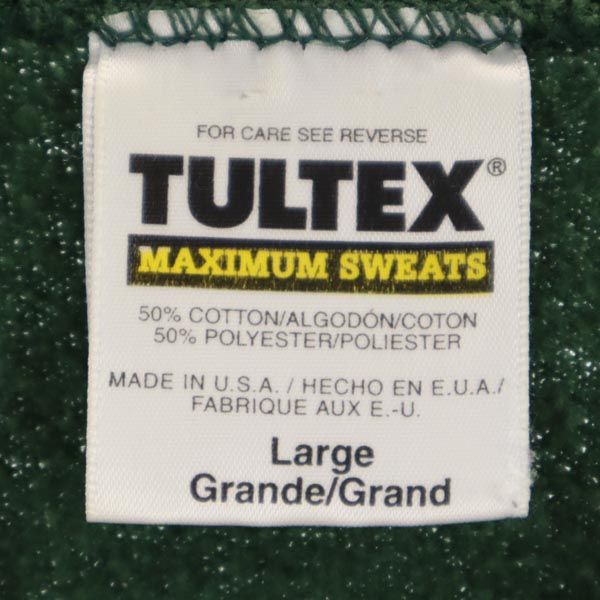 TULTEX タルテックス 90s オールド プリント 長袖 トレーナー L グリーン系 スウェット 裏起毛 メンズ