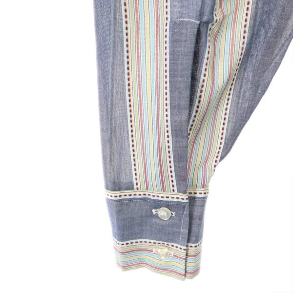 ARROW アロー 70s ヴィンテージ ストライプ柄 長袖 シャツ ネイビー系 メンズ