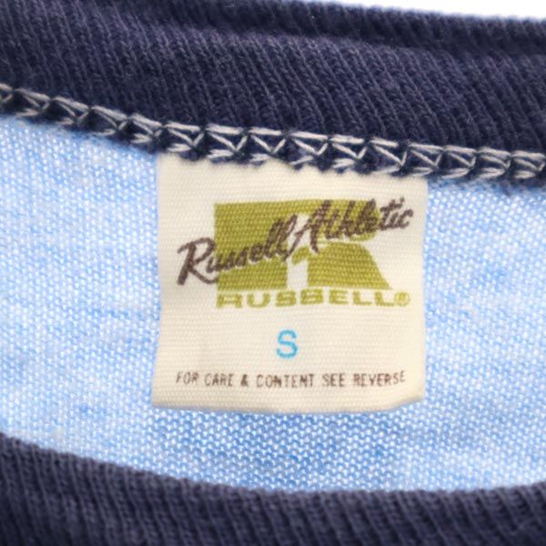 ラッセルアスレティック 70s USA製 ヴィンテージ プリント 半袖 Tシャツ S ブルー系 Russell Athletic メンズ