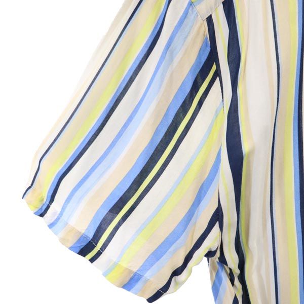 DOLLS＆DOGS ストライプ 半袖 オープンカラーシャツ ブルー系 ユニセックス レディース