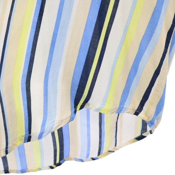 DOLLS＆DOGS ストライプ 半袖 オープンカラーシャツ ブルー系 ユニセックス レディース