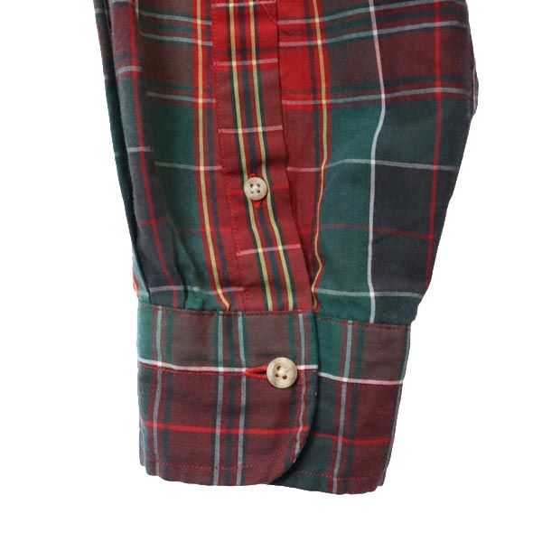 PRESWICK＆MOORE 80s 90s オールド チェック 長袖 ボタンダウンシャツ 16 1/2 34-35 レッド系 メンズ