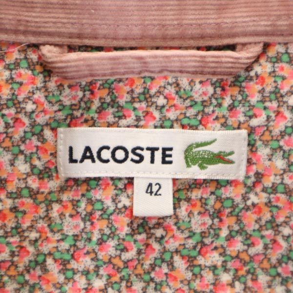 ラコステ 花柄 長袖 コーデュロイシャツ 42 ピンク系 LACOSTE レディース