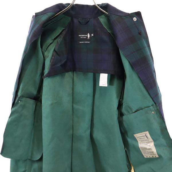 Mackintosh マッキントッシュ チェック 長袖 ステンカラーコート 34 緑×青 レディース
