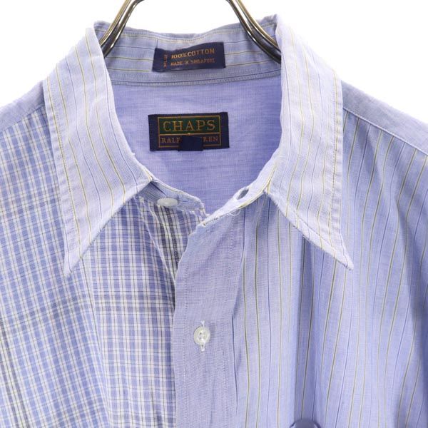 CHAPS RALPH LAUREN チャップスラルフローレン オールド 総柄 長袖 シャツ 16 ブルー系 メンズ