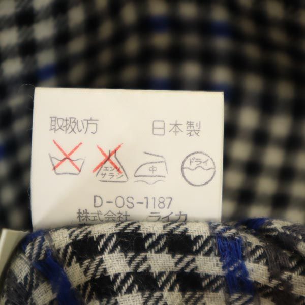 PIA SPORTS ピアスポーツ 日本製 ウール チェック 長袖 チェックシャツ 3 ブラック系 メンズ