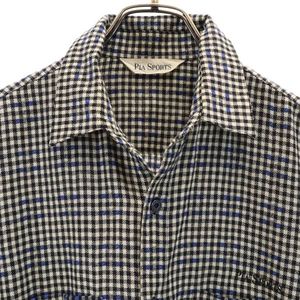 PIA SPORTS ピアスポーツ 日本製 ウール チェック 長袖 チェックシャツ 3 ブラック系 メンズ