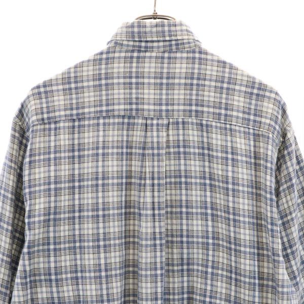 MCM エムシーエム チェック 長袖 ボタンダウンシャツ LL ブルー系 メンズ