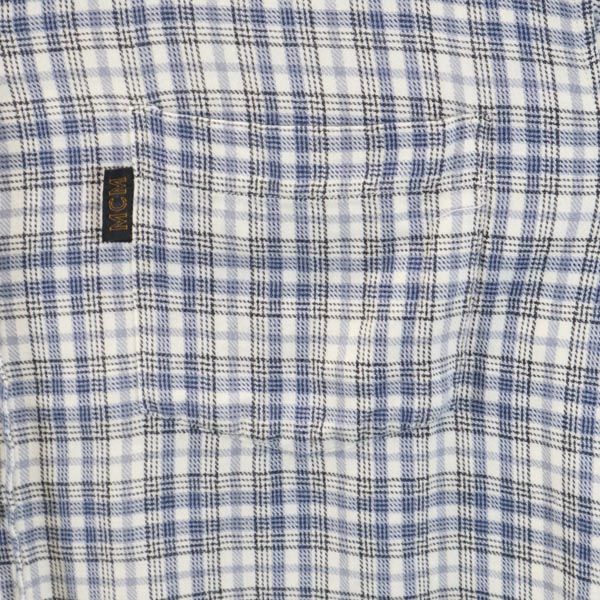 MCM エムシーエム チェック 長袖 ボタンダウンシャツ LL ブルー系 メンズ