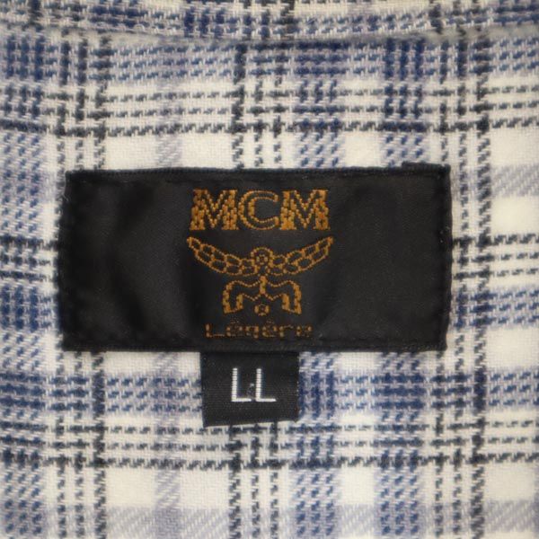 MCM エムシーエム チェック 長袖 ボタンダウンシャツ LL ブルー系 メンズ