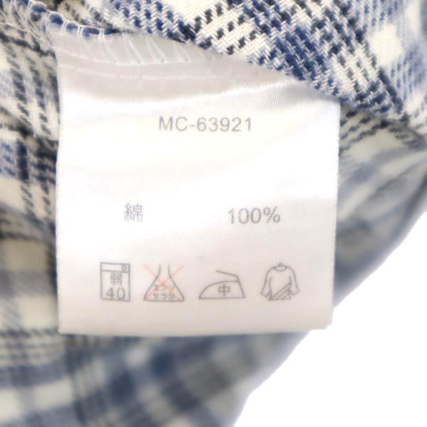 MCM エムシーエム チェック 長袖 ボタンダウンシャツ LL ブルー系 メンズ
