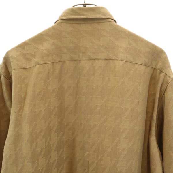 Pierre Cardin ピエールカルダン ウール 千鳥格子 長袖 シャツ L ブラウン系 メンズ