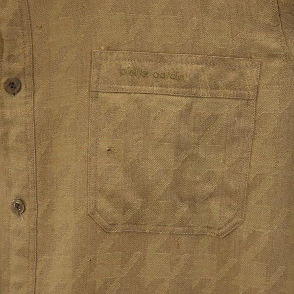 Pierre Cardin ピエールカルダン ウール 千鳥格子 長袖 シャツ L ブラウン系 メンズ