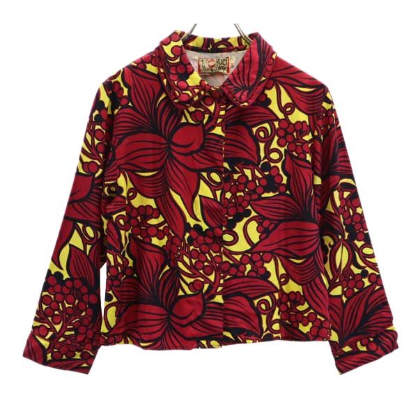 日本製 総柄 ジャケット M レッド系 レディース