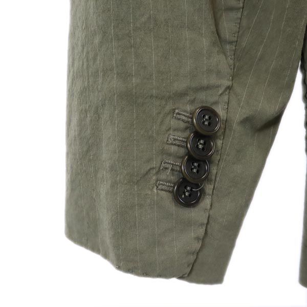 ASPESI アスペジ イタリア製 ストライプ柄 テーラードジャケット カーキ×ホワイト メンズ