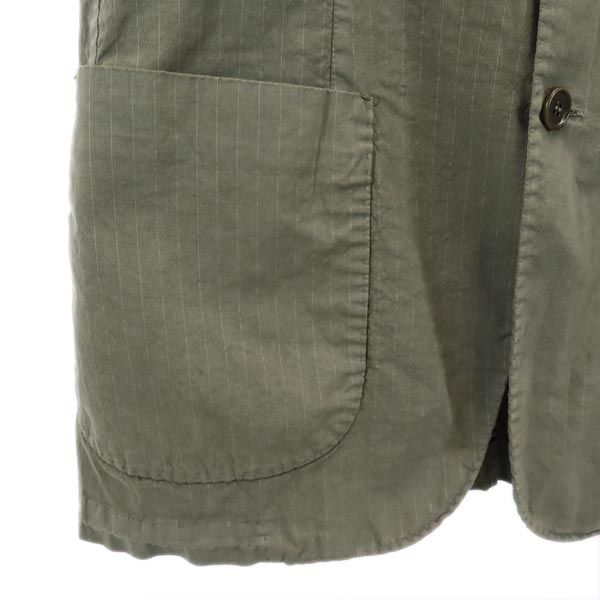 ASPESI アスペジ イタリア製 ストライプ柄 テーラードジャケット カーキ×ホワイト メンズ