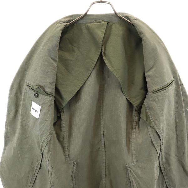 ASPESI アスペジ イタリア製 ストライプ柄 テーラードジャケット カーキ×ホワイト メンズ