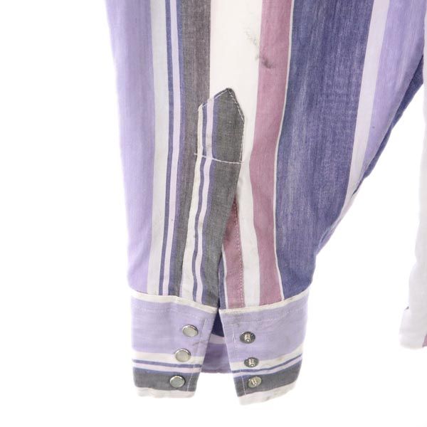 Authentic Western Youngbloods 80s ヴィンテージ ストライプ 長袖 ウエスタンシャツ L パープル系 メンズ