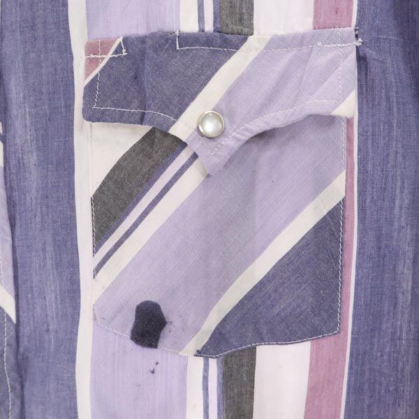 Authentic Western Youngbloods 80s ヴィンテージ ストライプ 長袖 ウエスタンシャツ L パープル系 メンズ