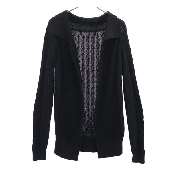 Yohji Yamamoto ヨウジヤマモト コットン 長袖 ニット カーディガン 2 ブラック ボタンレス レディース