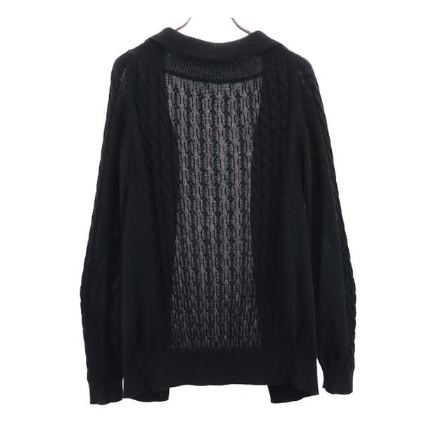 Yohji Yamamoto ヨウジヤマモト コットン 長袖 ニット カーディガン 2 ブラック ボタンレス レディース