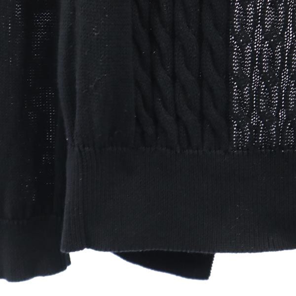 Yohji Yamamoto ヨウジヤマモト コットン 長袖 ニット カーディガン 2 ブラック ボタンレス レディース