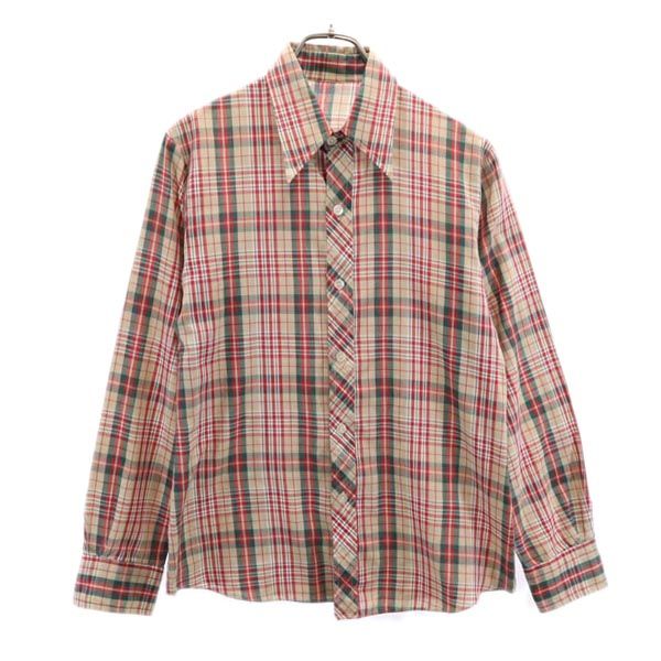 VINTAGE ヴィンテージ 長袖 チェックシャツ レッド系 メンズ