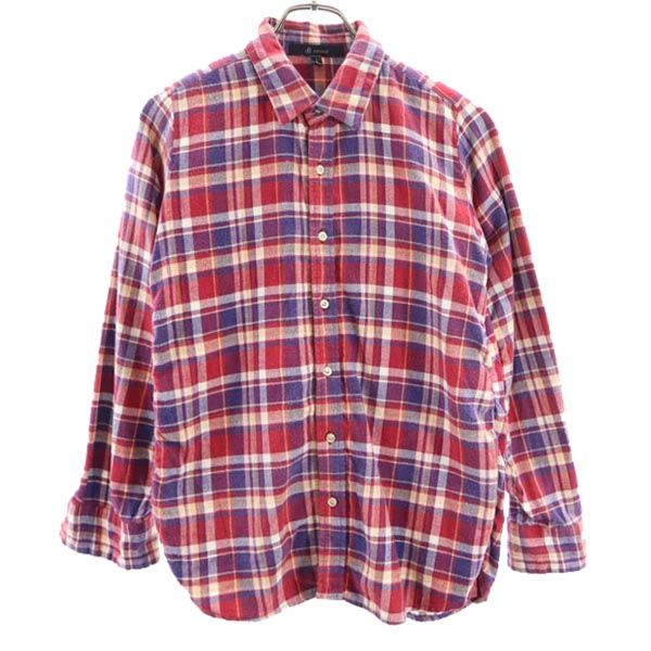 Johnbull ジョンブル 日本製 長袖 チェックシャツ S レッド系 レディース