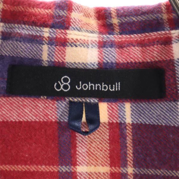 Johnbull ジョンブル 日本製 長袖 チェックシャツ S レッド系 レディース